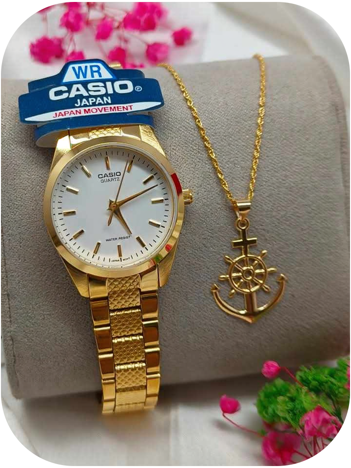 Casio Quartz wristwatch and a gold necklace